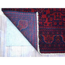 Load image into Gallery viewer, 5&#39;8&quot;x7&#39;5&quot; Deep And Saturated Red With Touches Of Blue, Hand Knotted Afghan Khamyab With Geometric Design, Soft And Velvety Wool, Oriental Rug FWR430722