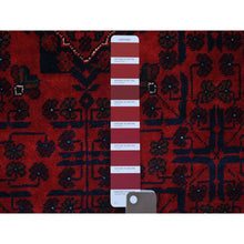Load image into Gallery viewer, 5&#39;8&quot;x7&#39;5&quot; Deep And Saturated Red With Touches Of Blue, Hand Knotted Afghan Khamyab With Geometric Design, Soft And Velvety Wool, Oriental Rug FWR430722