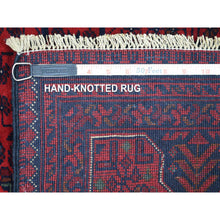 Load image into Gallery viewer, 5&#39;8&quot;x7&#39;5&quot; Deep And Saturated Red With Touches Of Blue, Hand Knotted Afghan Khamyab With Geometric Design, Soft And Velvety Wool, Oriental Rug FWR430722