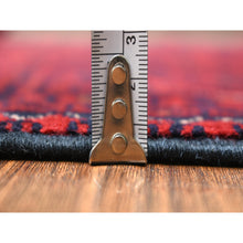 Load image into Gallery viewer, 4&#39;4&quot;x6&#39;3&quot; Deep and Saturated Red with Mix of Blue, Afghan Khamyab with Geometric Design, Shiny Wool Hand Knotted, Oriental Rug FWR430788