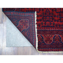 Load image into Gallery viewer, 3&#39;3&quot;x5&#39; Deep And Saturated Red, Afghan Khamyab With Geometric Design, Pure Wool Hand Knotted, Oriental Rug FWR430848