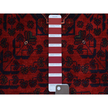 Load image into Gallery viewer, 3&#39;3&quot;x5&#39; Deep and Saturated Red, Afghan Khamyab with Geometric Design, Pure Wool Hand Knotted, Oriental Rug FWR430848