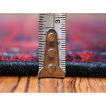 Load image into Gallery viewer, 2&#39;8&quot;x12&#39;6&quot; Deep and Saturated Red with Mix of Navy Blue, Hand Knotted Afghan Khamyab with Geometric Medallions Design, Pure Wool, Runner Oriental Rug FWR430884