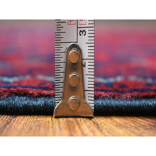 Load image into Gallery viewer, 3&#39;x12&#39;9&quot; Deep and Saturated Red with Mix of Navy Blue, Pure Wool Hand Knotted, Afghan Khamyab with Large Tribal Medallions Design, Runner Oriental Rug FWR430920
