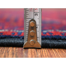 Load image into Gallery viewer, 3&#39;x9&#39;3&quot; Deep and Saturated Red with Touches of Navy Blue, Afghan Khamyab with Geometric Design, Soft Wool Hand Knotted, Runner Oriental Rug FWR430926