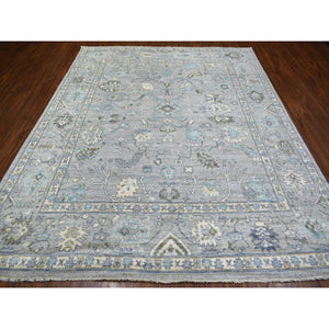 8'1"x10'4" Silver Gray Angora Oushak All Over Motifs Natural Dyes, Afghan Wool Hand Knotted Oriental Rug FWR431034