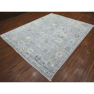 8'1"x10'4" Silver Gray Angora Oushak All Over Motifs Natural Dyes, Afghan Wool Hand Knotted Oriental Rug FWR431034