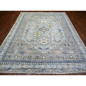 8'x9'10" Light Gray, Anatolian Village Inspired Geometric Design Natural Dyes, Natural Wool Hand Knotted, Oriental Rug FWR431190