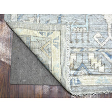 Load image into Gallery viewer, 4&#39;x10&#39; Light Gray, Soft Wool Hand Knotted, Anatolian Village Inspired Geometric Medallion Design With Animal Figurines Natural Dyes, Wide Runner Oriental Rug FWR431226
