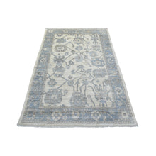 Load image into Gallery viewer, 4&#39;1&quot;x6&#39;1&quot; Ivory Angora Oushak Soft Colors With Leaf Design Hand Knotted Natural Dyes, Afghan Wool Oriental Rug FWR431250