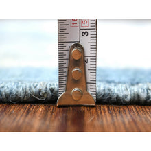 Load image into Gallery viewer, 3&#39;x11&#39;7&quot; Charcoal Gray Angora Oushak With Colorful Leaf Design Natural Dyes, Afghan Wool Hand Knotted Runner Oriental Rug FWR431298