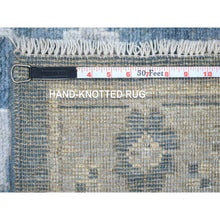 Load image into Gallery viewer, 3&#39;x11&#39;7&quot; Charcoal Gray Angora Oushak With Colorful Leaf Design Natural Dyes, Afghan Wool Hand Knotted Runner Oriental Rug FWR431298
