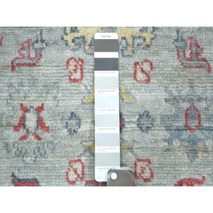 2'7"x9'5" Light Gray All Over Design Angora Oushak Natural Dyes, Afghan Wool Hand Knotted Runner Oriental Rug FWR431310