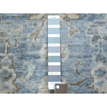 Load image into Gallery viewer, 3&#39;x9&#39;9&quot; Light Blue Angora Oushak Leaf Design Natural Dyes, Afghan Wool Hand Knotted Runner Oriental Rug FWR431340