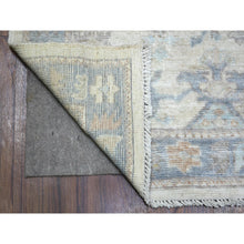 Load image into Gallery viewer, 2&#39;10&quot;x9&#39;5&quot; Ivory Natural Dyes Angora Oushak With Colorful Leaf Design, Afghan Wool Hand Knotted Runner Oriental Rug FWR431346
