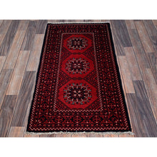 Load image into Gallery viewer, 2&#39;2&quot;x3&#39;10&quot; Berry Red, Afghan Khamyab With Flower Design, Hand Knotted, Soft And Shiny Wool, Vegetable Dyes, Mat, Sample, Oriental Rug FWR4308