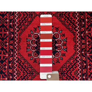 2'2"x3'10" Berry Red, Afghan Khamyab With Flower Design, Hand Knotted, Soft And Shiny Wool, Vegetable Dyes, Mat, Sample, Oriental Rug FWR4308