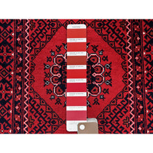Load image into Gallery viewer, 2&#39;2&quot;x3&#39;10&quot; Berry Red, Afghan Khamyab With Flower Design, Hand Knotted, Soft And Shiny Wool, Vegetable Dyes, Mat, Sample, Oriental Rug FWR4308