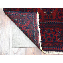 Load image into Gallery viewer, 3&#39;x9&#39;7&quot; Deep And Saturated Red Tribal Design Velvety Wool, Afghan Khamyab Hand Knotted Runner Oriental Rug FWR431406