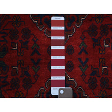 Load image into Gallery viewer, 2&#39;9&quot;x9&#39;7&quot; Deep And Saturated Red Tribal Design Velvety Wool, Afghan Khamyab Hand Knotted Runner Oriental Rug FWR431424