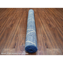 Load image into Gallery viewer, 3&#39;10&quot;x5&#39;9&quot; Navy Blue, Soft And Shiny Wool Hand Knotted, Moroccan Berber With Serrated Design, Natural Dyes, Oriental Rug FWR431460