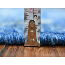 Load image into Gallery viewer, 3&#39;10&quot;x5&#39;9&quot; Navy Blue, Soft And Shiny Wool Hand Knotted, Moroccan Berber With Serrated Design, Natural Dyes, Oriental Rug FWR431460