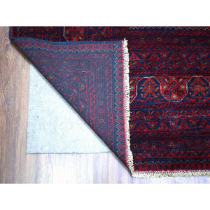 10'x12'10" Deep And Saturated Red Hand Knotted, Pure Wool Afghan Khamyab, Geometric Medallions Design Oriental Rug FWR431490