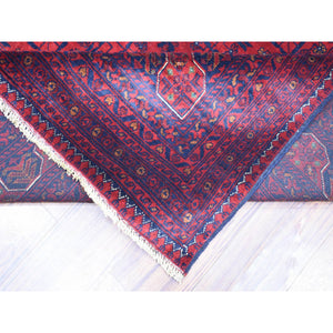 10'x12'10" Deep And Saturated Red Hand Knotted, Pure Wool Afghan Khamyab, Geometric Medallions Design Oriental Rug FWR431490
