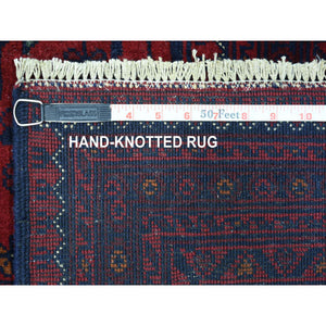 10'x12'10" Deep And Saturated Red Hand Knotted, Pure Wool Afghan Khamyab, Geometric Medallions Design Oriental Rug FWR431490
