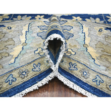 Load image into Gallery viewer, 8&#39;10&quot;x12&#39;4&quot; Denim Blue, Soft Wool Hand Knotted, Fine Peshawar With All Over Flower Design Densely Woven, Oriental Rug FWR431640