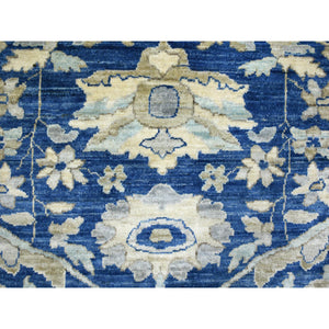 8'10"x12'4" Denim Blue, Soft Wool Hand Knotted, Fine Peshawar With All Over Flower Design Densely Woven, Oriental Rug FWR431640