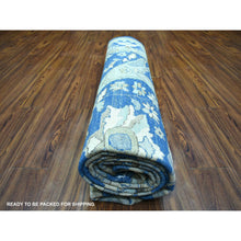 Load image into Gallery viewer, 8&#39;10&quot;x12&#39;4&quot; Denim Blue, Soft Wool Hand Knotted, Fine Peshawar With All Over Flower Design Densely Woven, Oriental Rug FWR431640