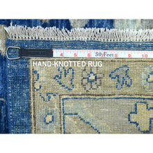 Load image into Gallery viewer, 8&#39;10&quot;x12&#39;4&quot; Denim Blue, Soft Wool Hand Knotted, Fine Peshawar With All Over Flower Design Densely Woven, Oriental Rug FWR431640