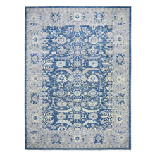 Load image into Gallery viewer, 10&#39;2&quot;x13&#39;6&quot; Denim Blue, Afghan Wool Hand Knotted, Fine Peshawar with All Over Heriz Design Densely Woven, Oriental Rug FWR431676
