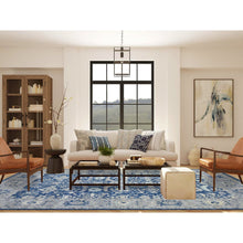 Load image into Gallery viewer, 10&#39;2&quot;x13&#39;6&quot; Denim Blue, Afghan Wool Hand Knotted, Fine Peshawar with All Over Heriz Design Densely Woven, Oriental Rug FWR431676