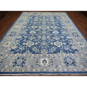 10'2"x13'6" Denim Blue, Afghan Wool Hand Knotted, Fine Peshawar with All Over Heriz Design Densely Woven, Oriental Rug FWR431676