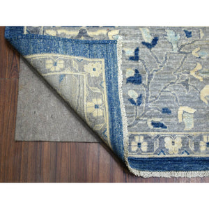 10'2"x13'6" Denim Blue, Afghan Wool Hand Knotted, Fine Peshawar with All Over Heriz Design Densely Woven, Oriental Rug FWR431676