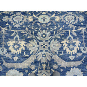 10'2"x13'6" Denim Blue, Afghan Wool Hand Knotted, Fine Peshawar with All Over Heriz Design Densely Woven, Oriental Rug FWR431676