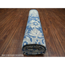 Load image into Gallery viewer, 10&#39;2&quot;x13&#39;6&quot; Denim Blue, Afghan Wool Hand Knotted, Fine Peshawar with All Over Heriz Design Densely Woven, Oriental Rug FWR431676