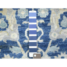 Load image into Gallery viewer, 4&#39;x10&#39;3&quot; Denim Blue, Hand Knotted Fine Peshawar with Floral Motifs, Densely Woven Organic Wool, Wide Runner Oriental Rug FWR431700