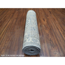 Load image into Gallery viewer, 2&#39;8&quot;x9&#39;10&quot; Light Gray, Fine Peshawar with Karajeh Design, Densely Woven Afghan Wool Hand Knotted, Runner Oriental Rug FWR431724