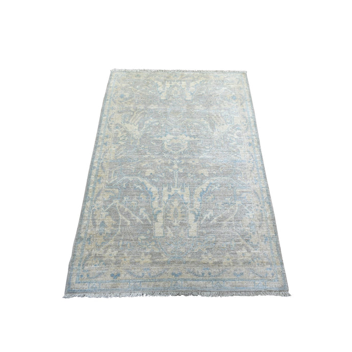 3'x5' Gray Stone Wash Peshawar, Pure Wool Natural Dyes Hand Knotted, Oriental Rug FWR431880