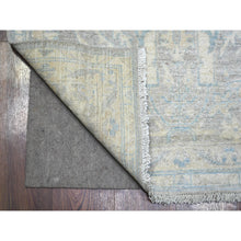 Load image into Gallery viewer, 3&#39;x5&#39; Gray Erased Design Wool And Silk Runner Hand Knotted Oriental Rug FWR350778