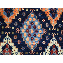 Load image into Gallery viewer, 9&#39;2&quot;x11&#39;10&quot; Navy Blue, Afghan Ersari With Large Elements, Natural Dyes Dense Weave Soft Wool Hand Knotted, Oriental Rug FWR431940