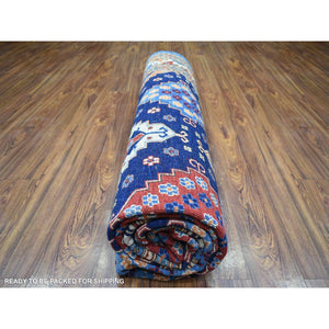 9'2"x11'10" Navy Blue, Afghan Ersari With Large Elements, Natural Dyes Dense Weave Soft Wool Hand Knotted, Oriental Rug FWR431940