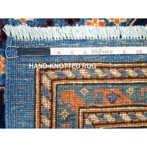 9'2"x11'10" Navy Blue, Afghan Ersari With Large Elements, Natural Dyes Dense Weave Soft Wool Hand Knotted, Oriental Rug FWR431940