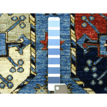 Load image into Gallery viewer, 4&#39;6&quot;x10&#39; Blue, Dense Weave Soft Wool Hand Knotted, Afghan Ersari with Elephant Feet Design Natural Dyes, Wide Runner Oriental Rug FWR431952