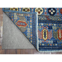 Load image into Gallery viewer, 4&#39;1&quot;x9&#39;10&quot; Denim Blue, Hand Knotted Afghan Ersari With Prayer Design, Natural Dyes Dense Weave Soft Wool, Wide Runner Oriental Rug FWR431964