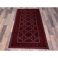 Load image into Gallery viewer, 2&#39;3&quot;x4&#39;6&quot; Scarlet Red, Afghan Khamyab With Geometric Pattern, Hand Knotted, Soft And Velvety Wool, Vegetable Dyes, Short Runner, Oriental Rug FWR4314