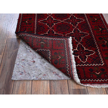Load image into Gallery viewer, 2&#39;3&quot;x4&#39;6&quot; Scarlet Red, Afghan Khamyab With Geometric Pattern, Hand Knotted, Soft And Velvety Wool, Vegetable Dyes, Short Runner, Oriental Rug FWR4314